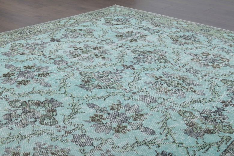 Mint Floral - Vintage Area Hereke Rug