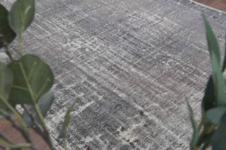 Solid Gray Vintage Area Anatolian Rug - Thumbnail