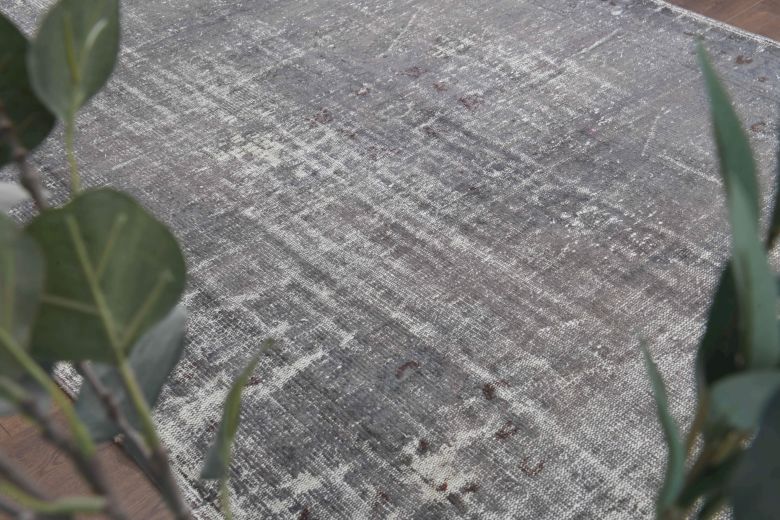 Solid Gray Vintage Area Anatolian Rug