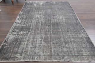 Solid Gray Vintage Area Anatolian Rug - Thumbnail