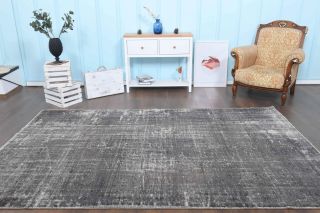 Solid Gray Vintage Area Anatolian Rug - Thumbnail
