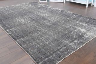 Solid Gray Vintage Area Anatolian Rug - Thumbnail