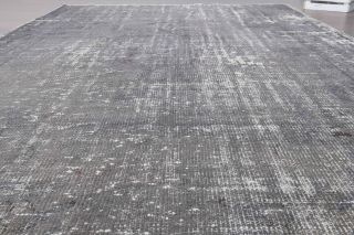 Solid Gray Vintage Area Anatolian Rug - Thumbnail