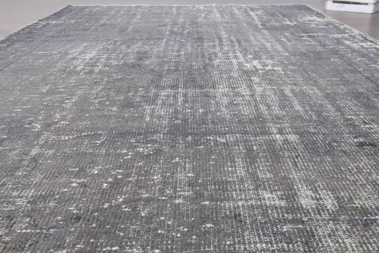 Solid Gray Vintage Area Anatolian Rug