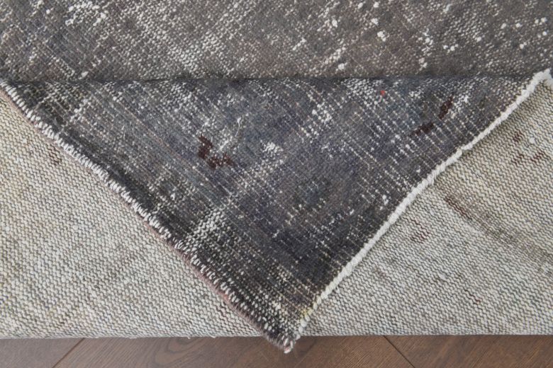 Solid Gray Vintage Area Anatolian Rug