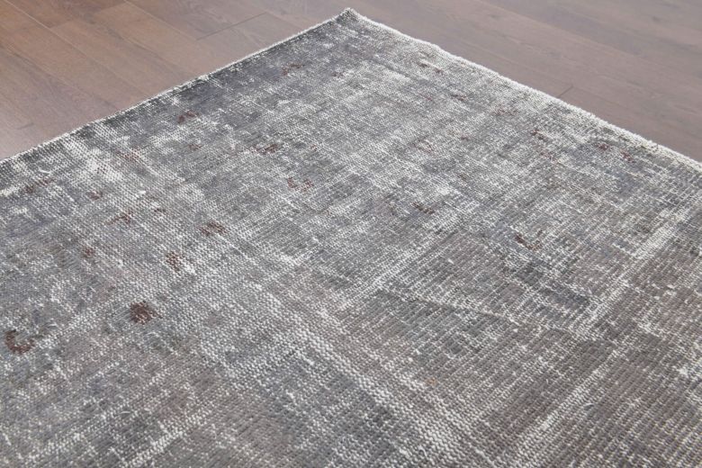 Solid Gray Vintage Area Anatolian Rug