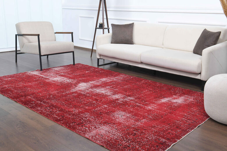 1970s Overyded Red Anatolian Carpet