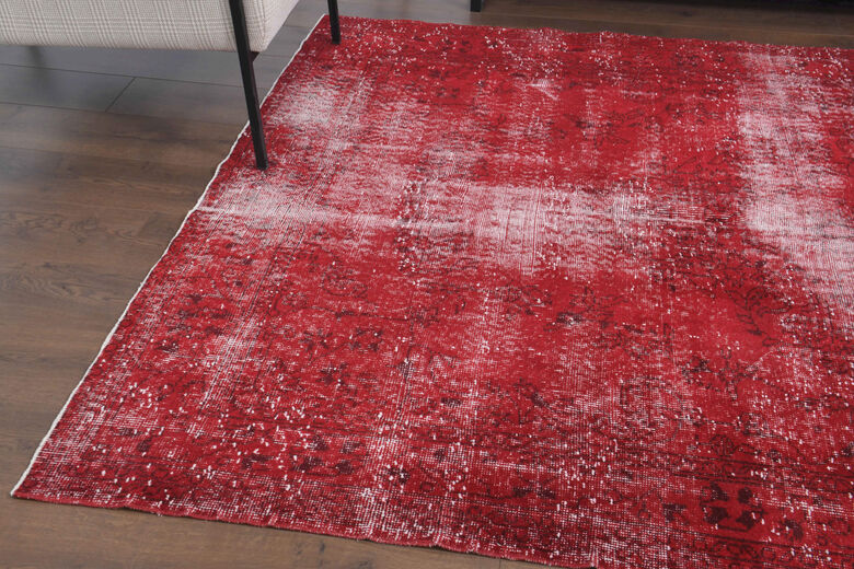 1970s Overyded Red Anatolian Carpet