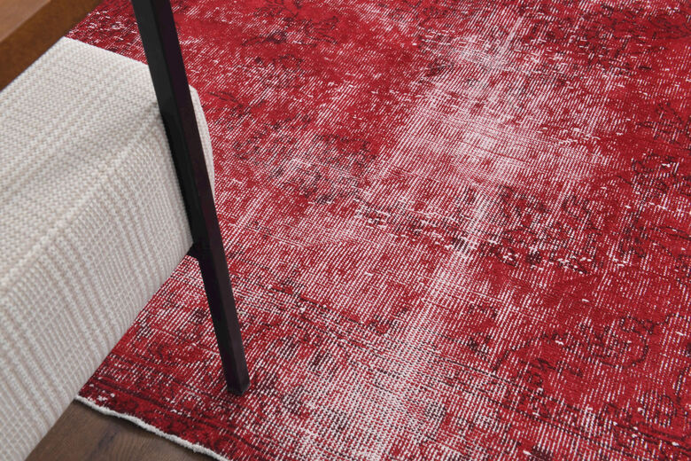 1970s Overyded Red Anatolian Carpet
