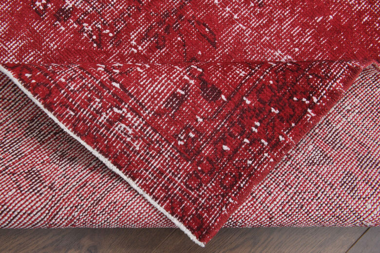 1970s Overyded Red Anatolian Carpet