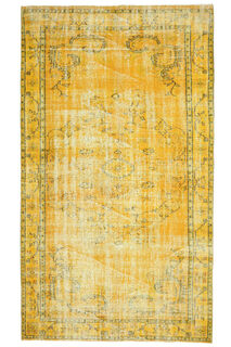 Vintage Yellow Rug, Turkish Area Rug - Thumbnail