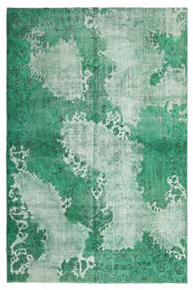 Overdyed Distressed Green Vintage Carpet - Thumbnail