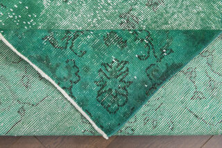 Overdyed Distressed Green Vintage Carpet - Thumbnail