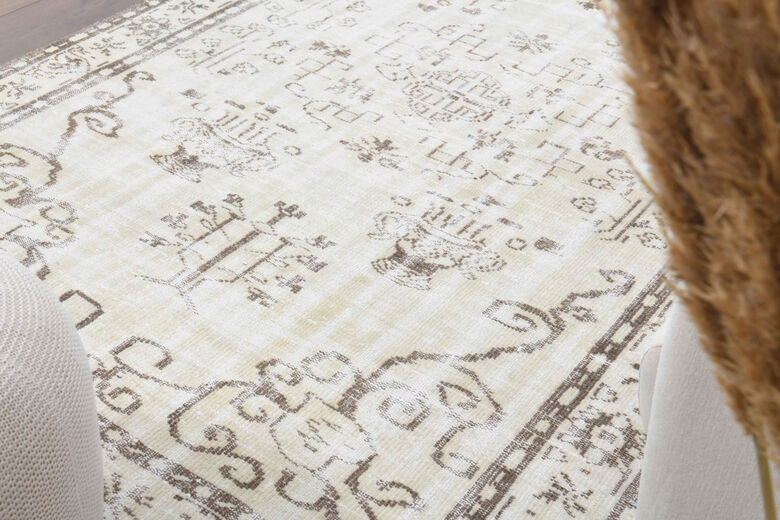 Cream Vintage Anatolian Area Rug