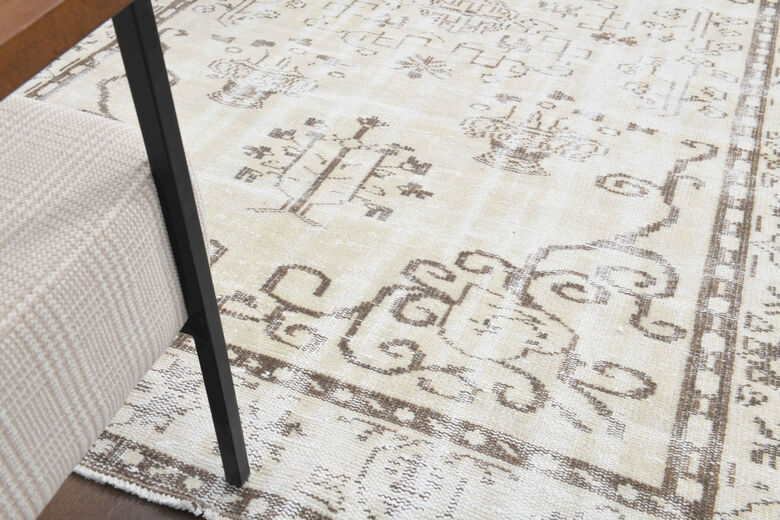 Cream Vintage Anatolian Area Rug
