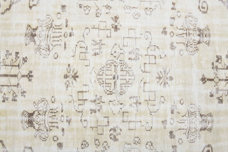 Cream Vintage Anatolian Area Rug