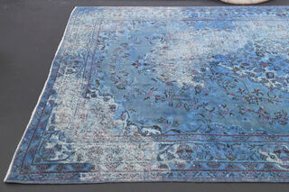 1970's - Blue Distressed Area Rug - Thumbnail