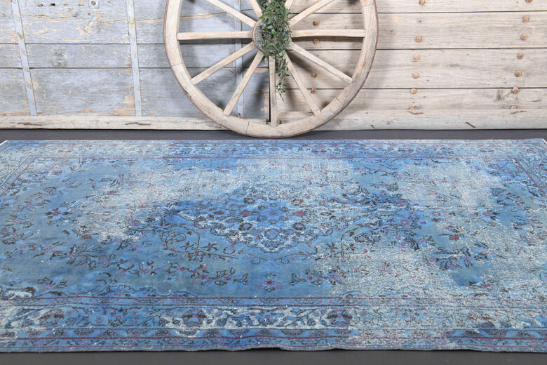 1970's - Blue Distressed Area Rug