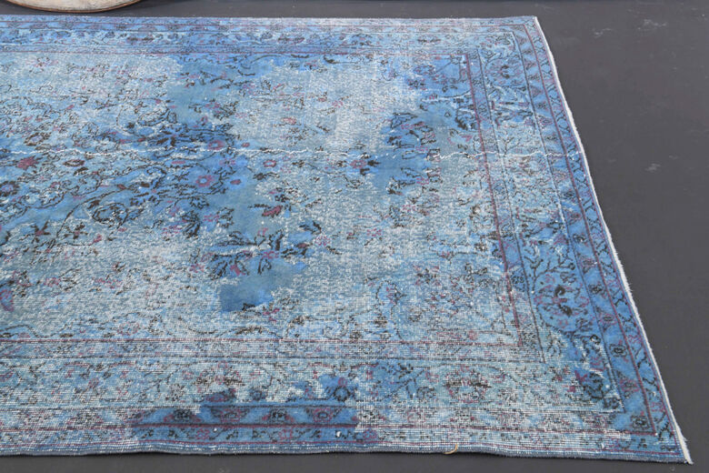 1970's - Blue Distressed Area Rug