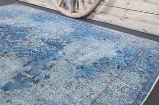 1970's - Blue Distressed Area Rug - Thumbnail