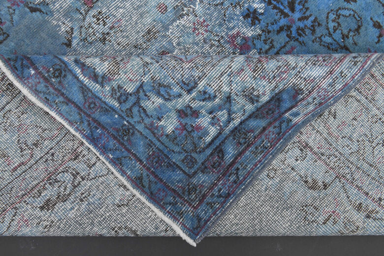 1970's - Blue Distressed Area Rug