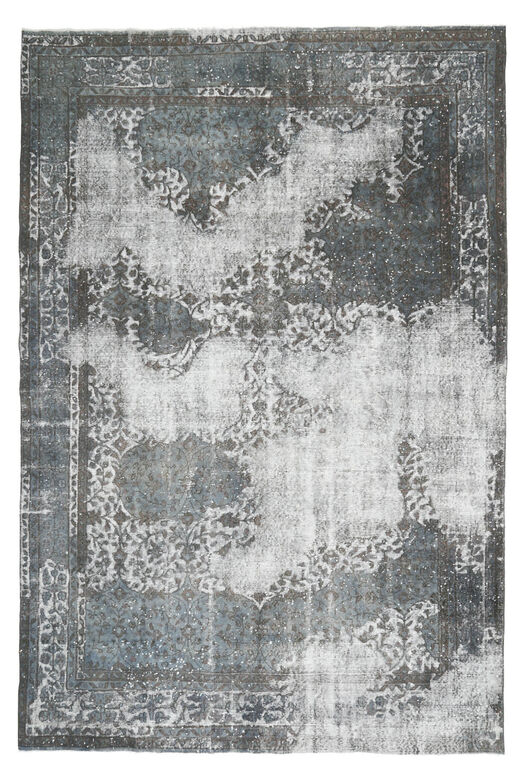 Gray Ethnic Vintage Distressed Anatolian Area Rug
