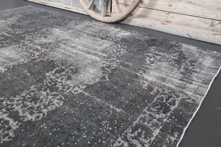 Gray Ethnic Vintage Distressed Anatolian Area Rug - Thumbnail