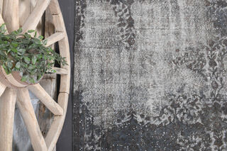 Gray Ethnic Vintage Distressed Anatolian Area Rug - Thumbnail