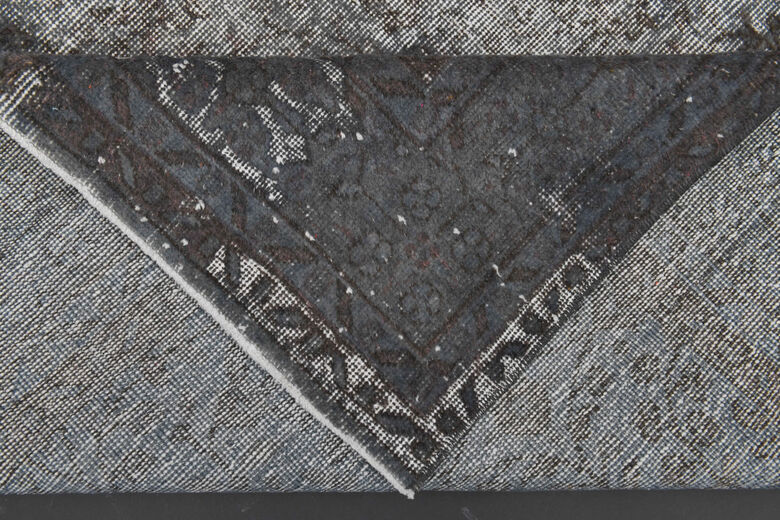 Gray Ethnic Vintage Distressed Anatolian Area Rug