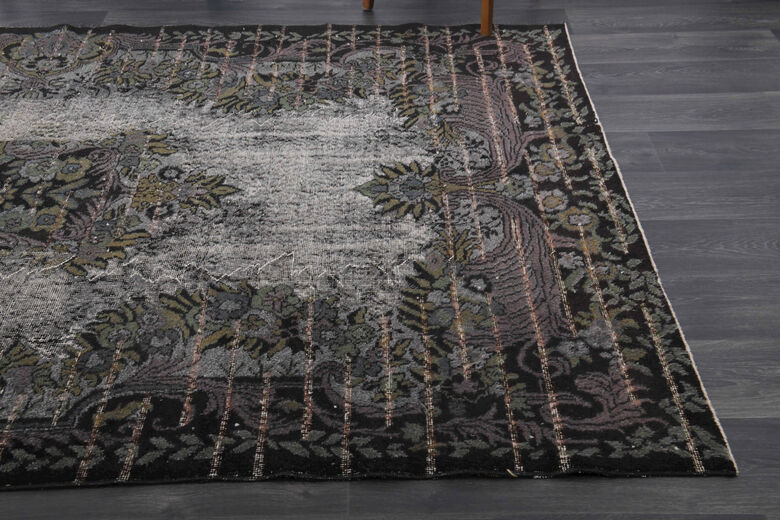 Black Relief - Vintage Area Anatolian Rug