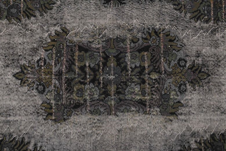 Black Relief - Vintage Area Anatolian Rug