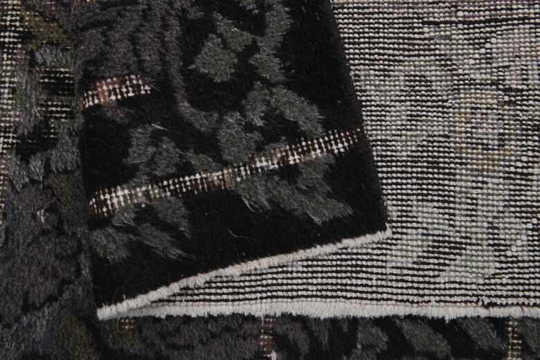 Black Relief - Vintage Area Anatolian Rug