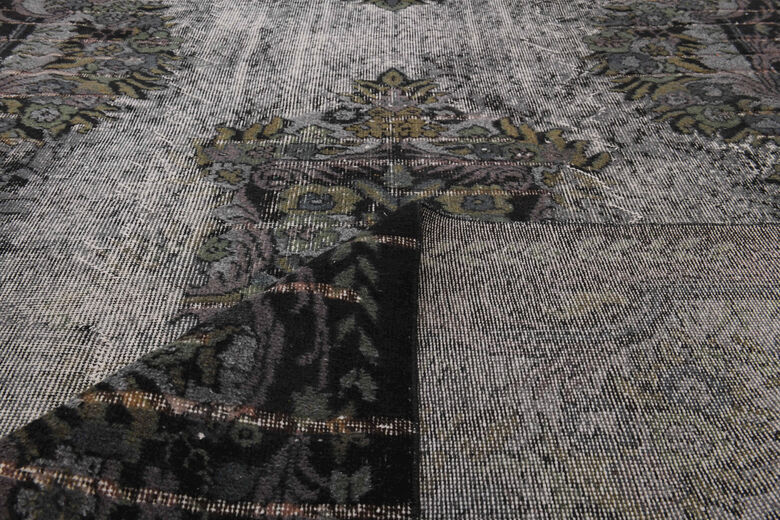 Black Relief - Vintage Area Anatolian Rug