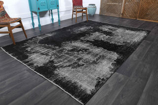 Distressed Black - Vintage Area Anatolian Rug - Thumbnail
