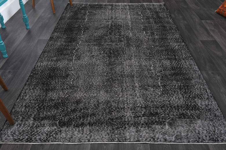 Vintage Anatolian Black Area Rug