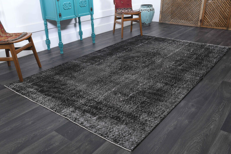 Vintage Anatolian Black Area Rug