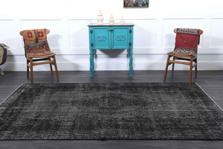 Vintage Anatolian Black Area Rug