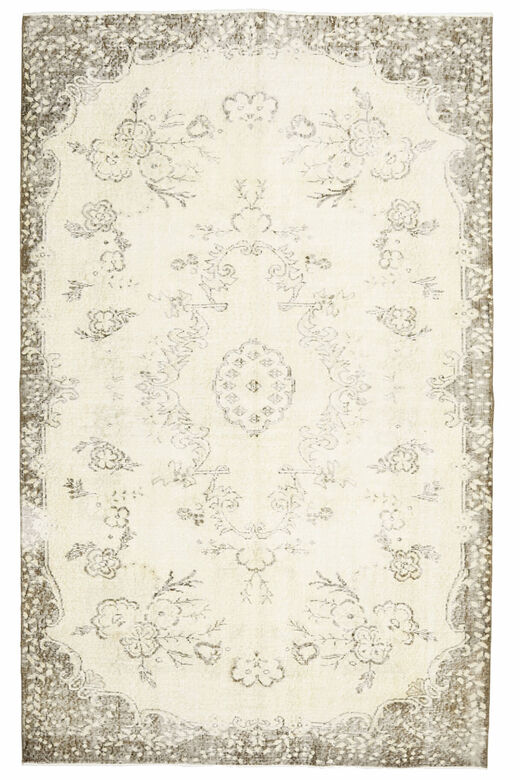 Neutral Beige Vintage Area Anatolian Rug