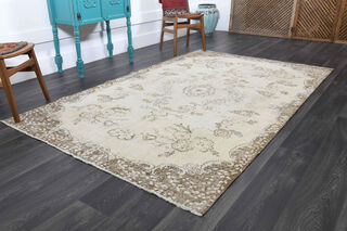 Neutral Beige Vintage Area Anatolian Rug - Thumbnail