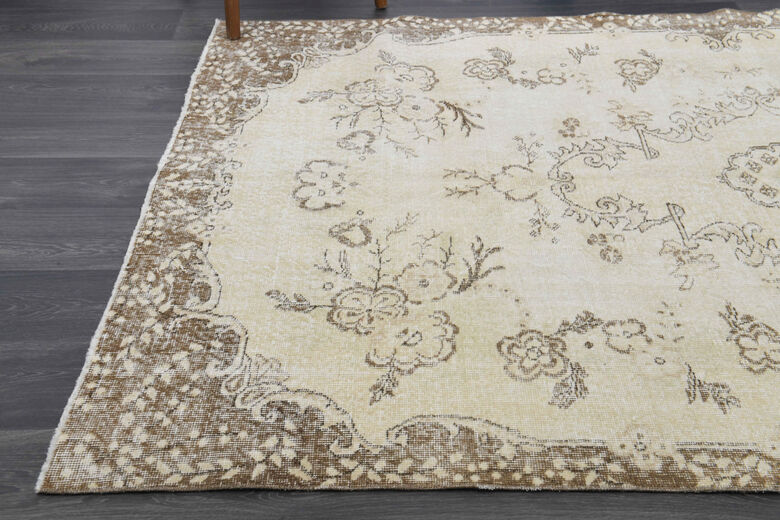 Neutral Beige Vintage Area Anatolian Rug