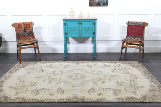 Neutral Beige Vintage Area Anatolian Rug - Thumbnail