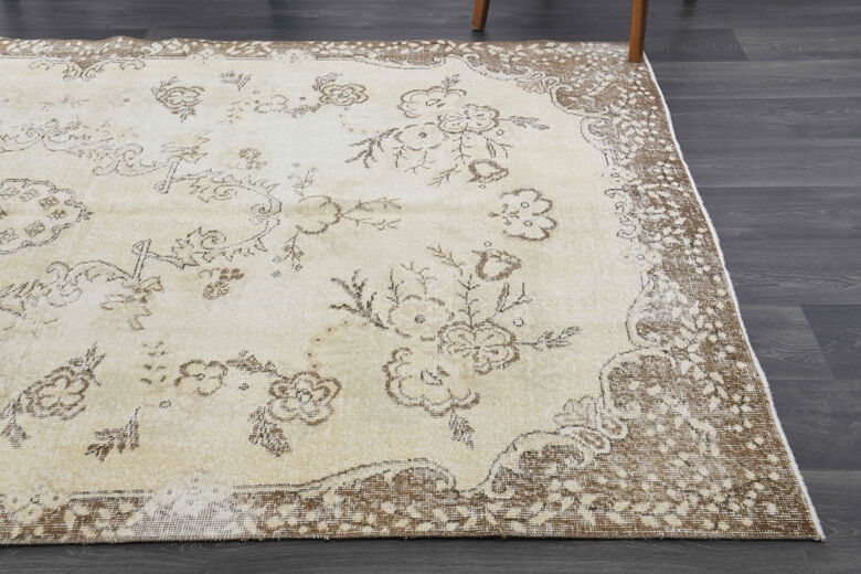 Neutral Beige Vintage Area Anatolian Rug