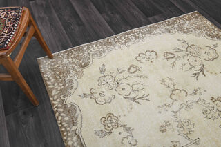 Neutral Beige Vintage Area Anatolian Rug - Thumbnail