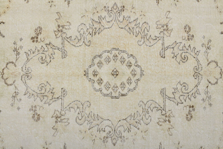 Neutral Beige Vintage Area Anatolian Rug