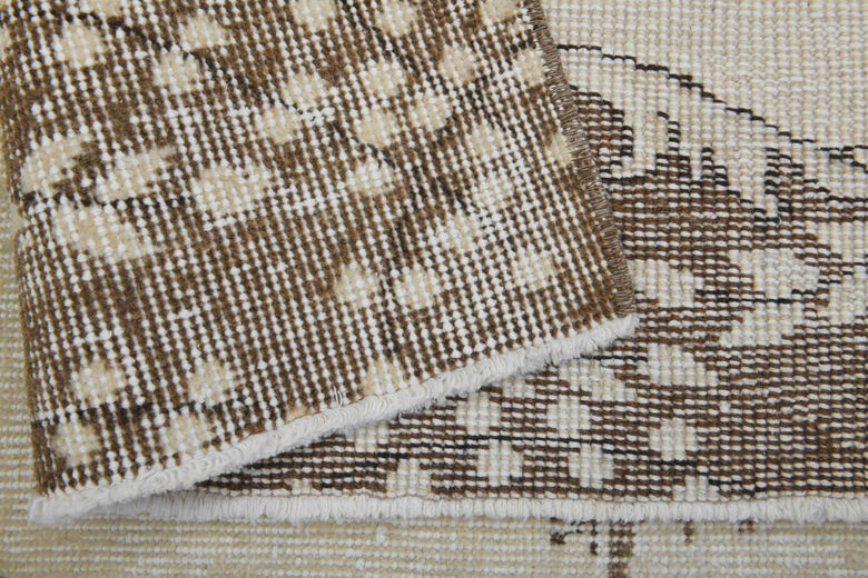 Neutral Beige Vintage Area Anatolian Rug