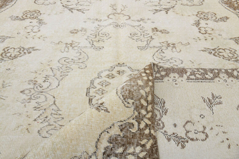 Neutral Beige Vintage Area Anatolian Rug
