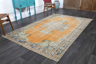 Oriental Orange Vintage Area Rug - Thumbnail