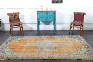 Oriental Orange Vintage Area Rug - Thumbnail