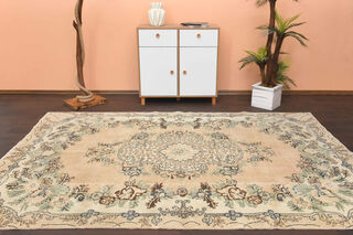 Oriental Oushak Vintage Area Rug - Thumbnail