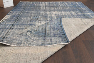 Blue Turkish Anatolian Vintage Area Rug - Thumbnail